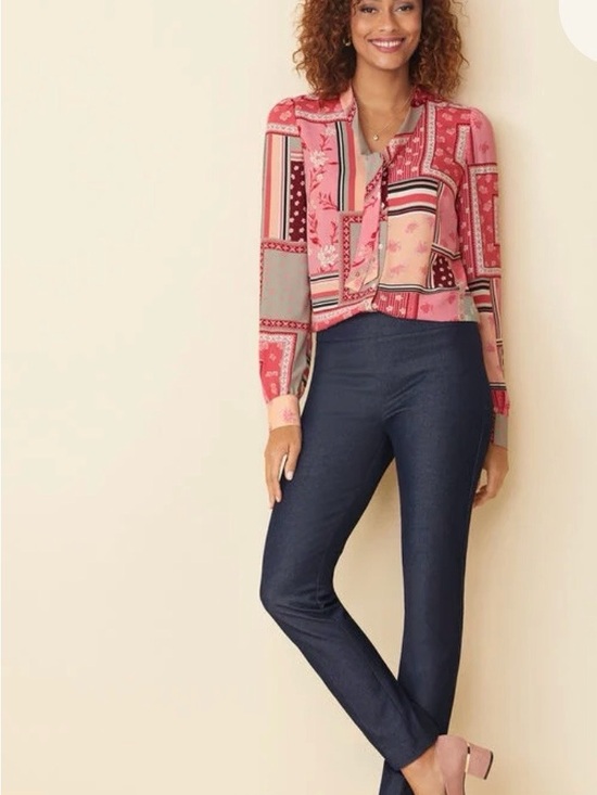 Talbots Tops - #604 Talbots BoNo Beautiful Pink Floral Patchwork Tie-Neck Blouse